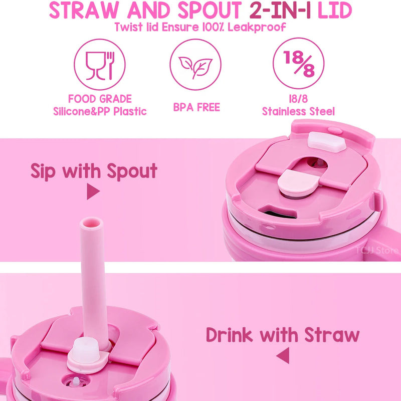 Kids Insulated Tumbler with Handle and Straw