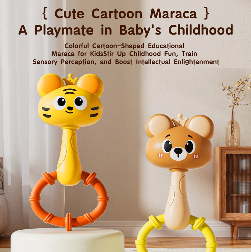 Cute Animal Baby Rattle with Soothing Sounds – Montessori Teether Toy for Newborns