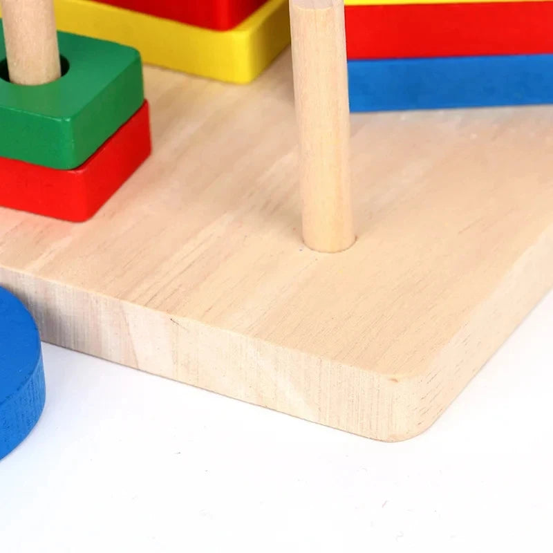 Montessori Wooden Shape Sorting Stacking Toy for Toddlers