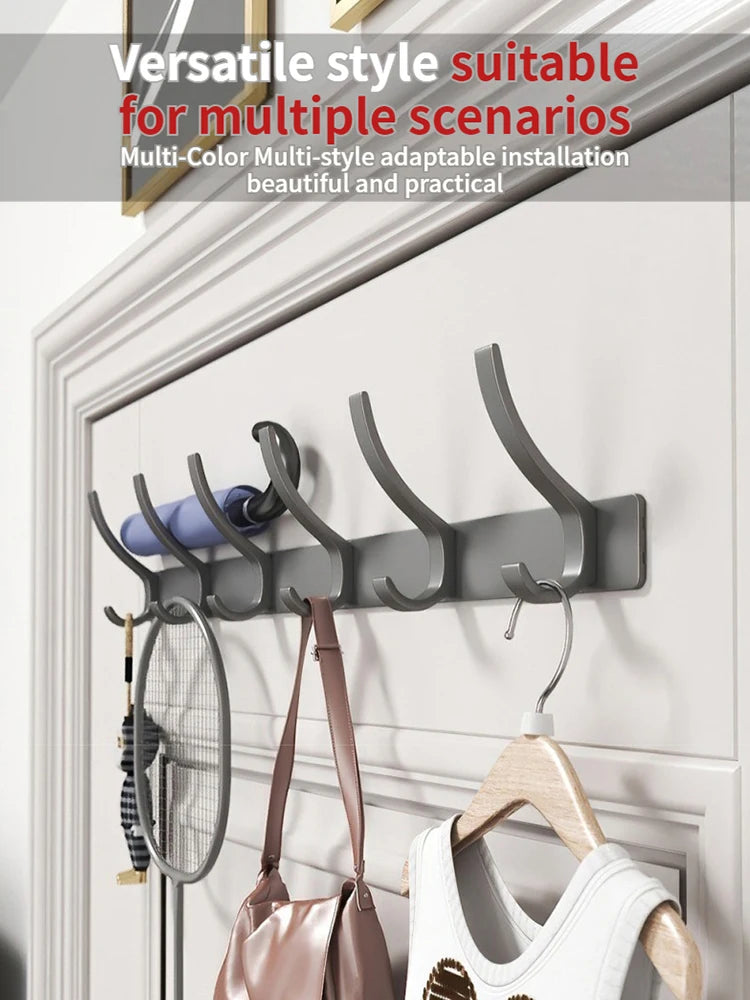 No-Drill Wall-Mounted Coat Rack with 6 Hooks