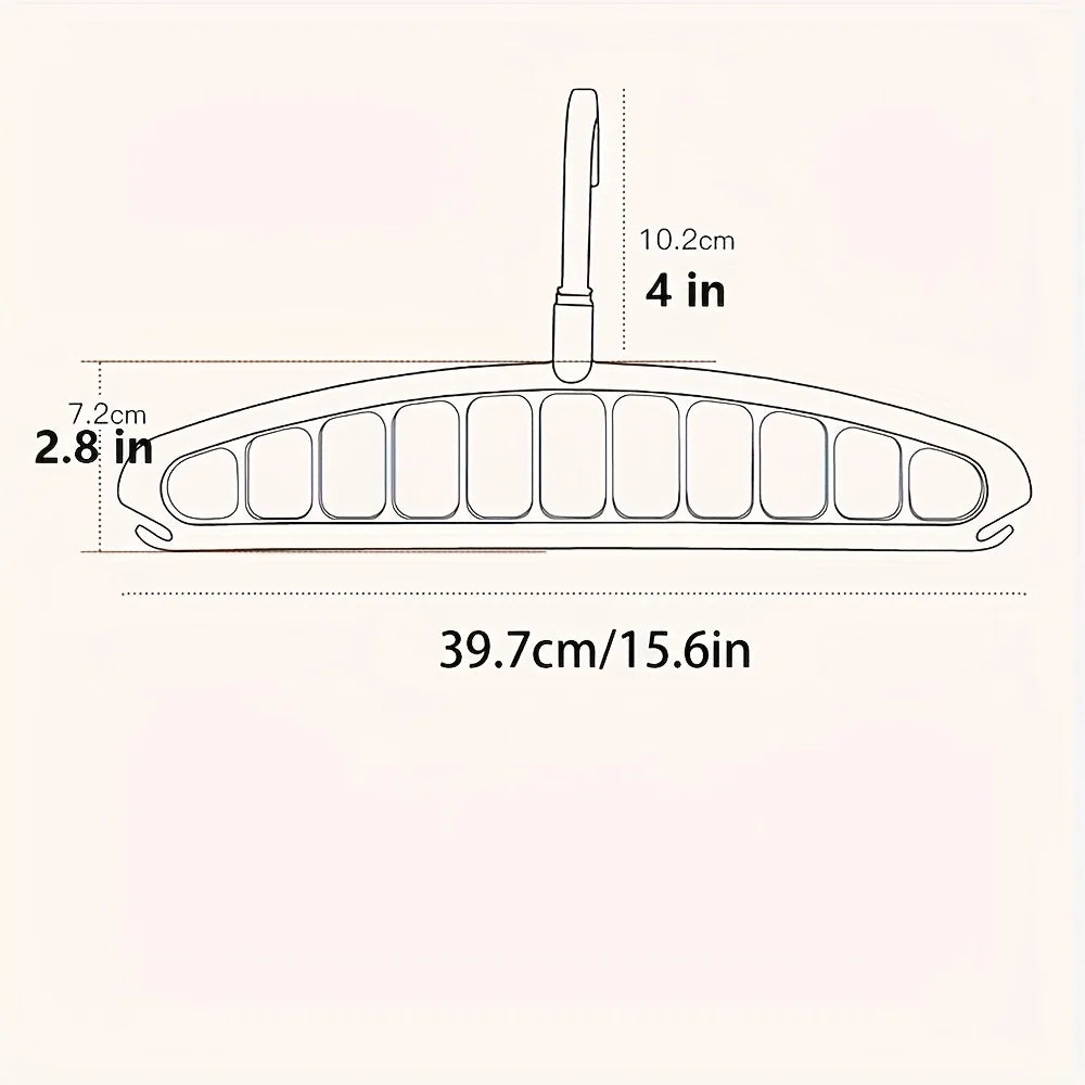 A diagram showing the dimensions of a multi-layer space-saving closet organizer hanger, measuring 39.7cm or 15.6in in length 