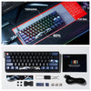 A compact 60% aluminum mechanical keyboard with custom art keycaps and accessories shown on a white background.