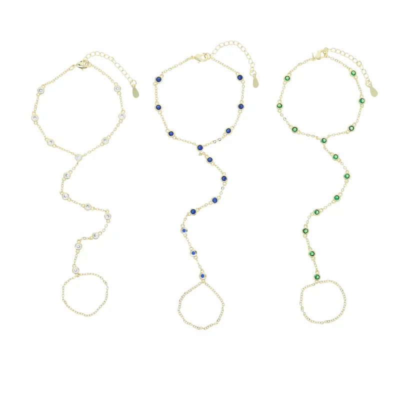 Colorful CZ Link Chain Bracelet