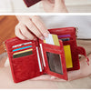 Women's Retro Tri-Fold Wallet with Large Capacity and Dual Zippers