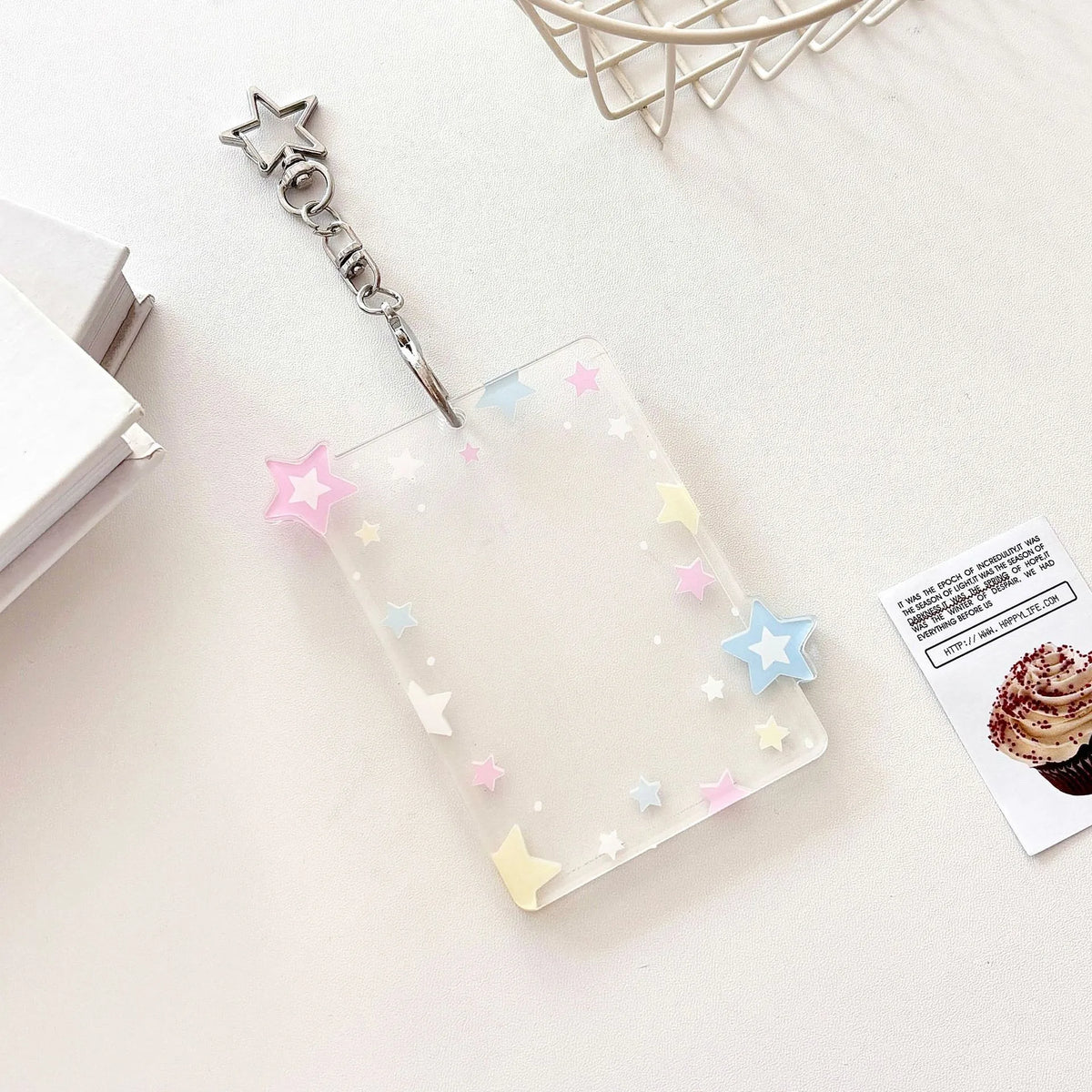Transparent Acrylic Photocard Holder with Star Pendant Keychain