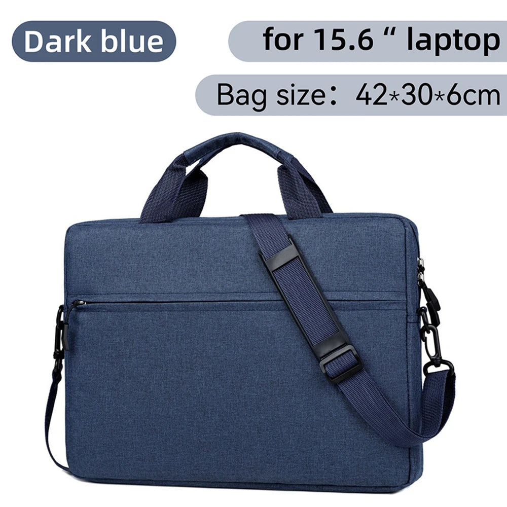 Dark blue waterproof nylon laptop sleeve bag with shoulder strap for 15.6 inch laptops