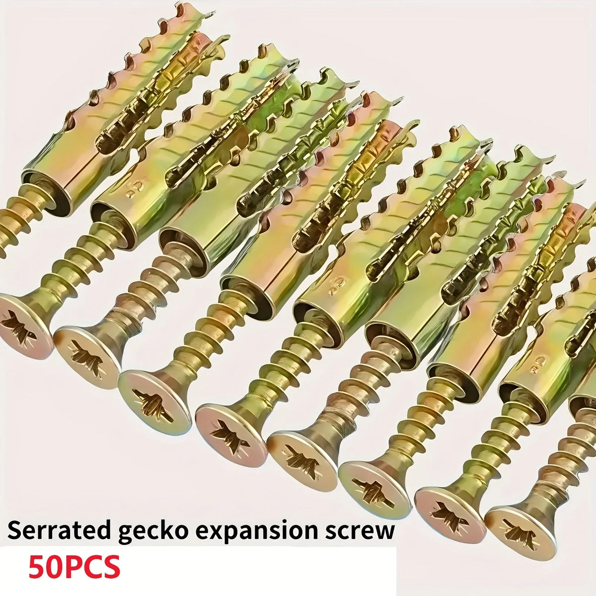 Iron Sawtooth Gecko Expansion Screws for Drywall (50-Pack)