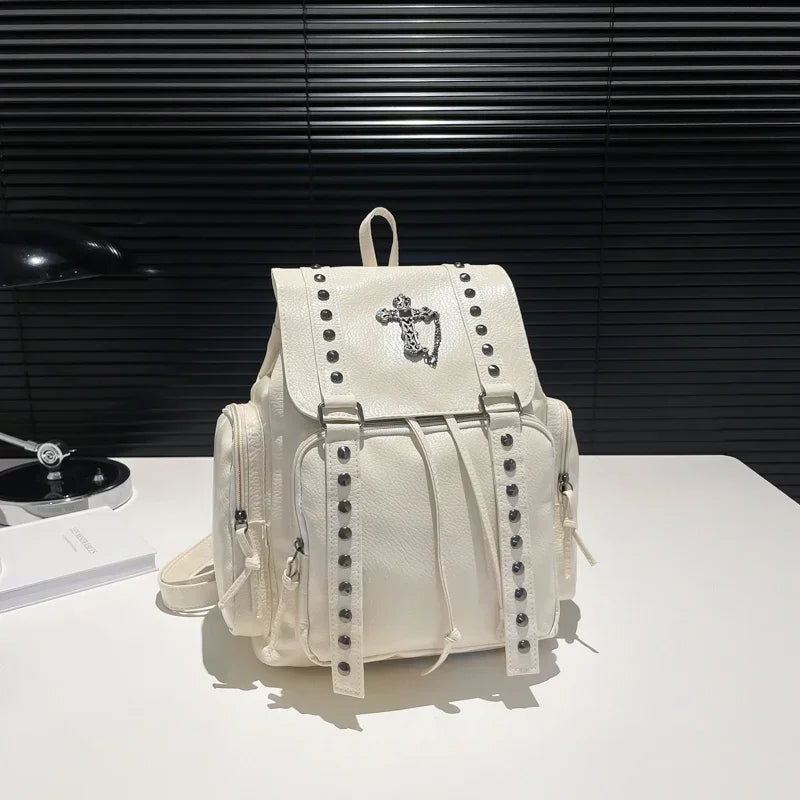 Gothic PU Leather Backpack with Rivet Accents