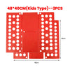 Two red portable clothes folding boards for kids laundry organization