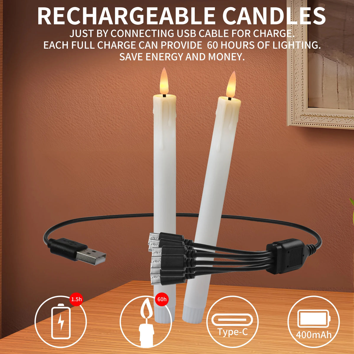 LED Flameless Taper Candles with Remote Control