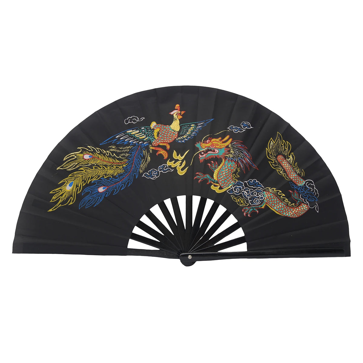 Traditional Bamboo Tai Chi Performance Fan with Protective Cover