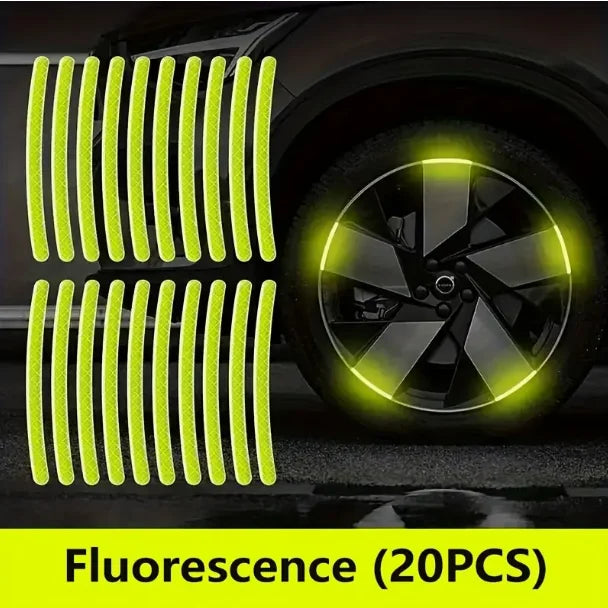 Reflective Wheel Hub Stickers – 20-Piece Set for Enhanced Visibility
