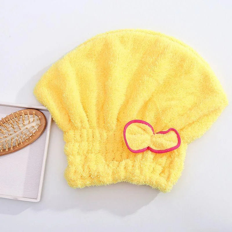Quick-Dry Microfiber Shower Cap with Bowtie Detail
