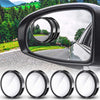 Two wide angle adjustable car blind spot mirrors shown in a reflection and close-up view.