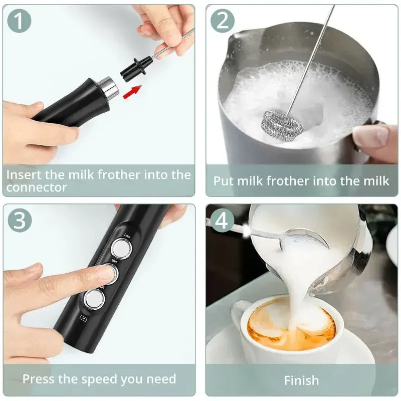 Rechargeable Electric Milk Frother & Whisk