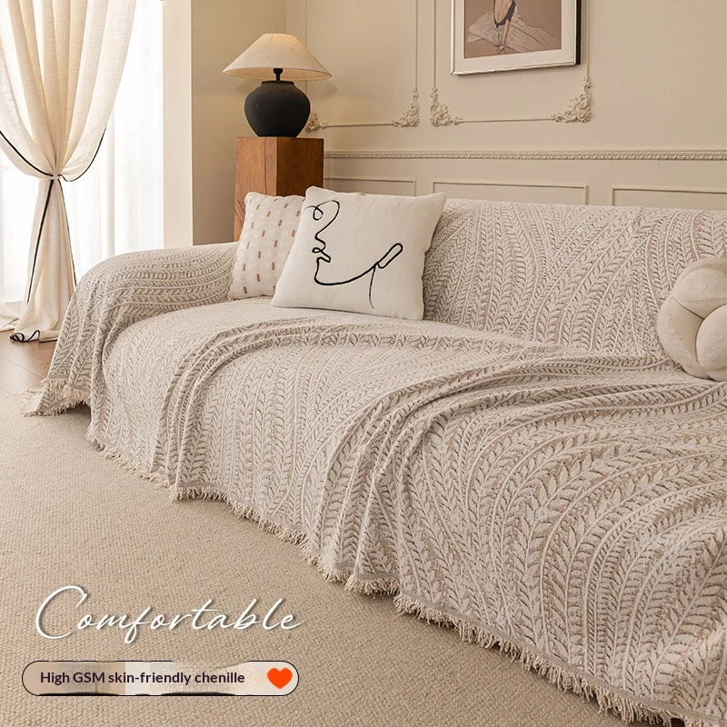 Herringbone Chenille Sofa Cover — All-Season Furniture Protector