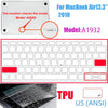 A close-up view of a TPU keyboard cover for a MacBook Air, showing the layout and keys.