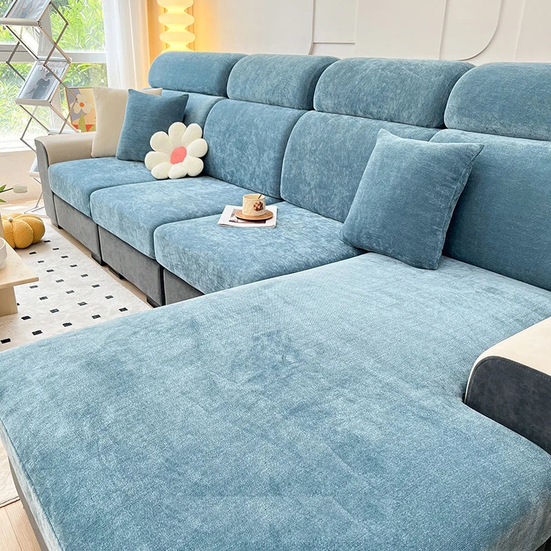 Elastic Chenille Sofa Protector Cover with Non-Slip Grip