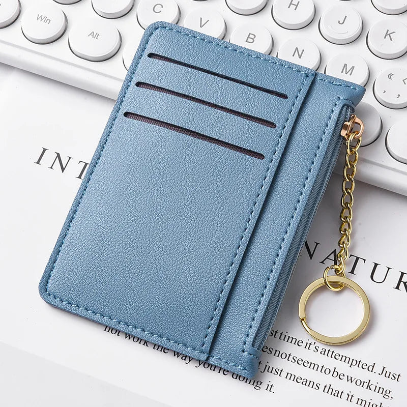 Slim Zippered Card Wallet for Women - Compact Multi-Slot Purse
