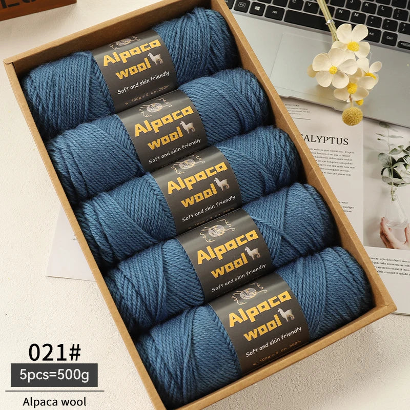 Chunky Alpaca Wool Knitting Yarn – 500g Multi-Color Set for Cozy Winter Projects