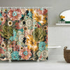 Mandala Boho Shower Curtain with Floral Print