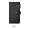 Black RFID blocking extra-large bifold wallet with double zipper security for women