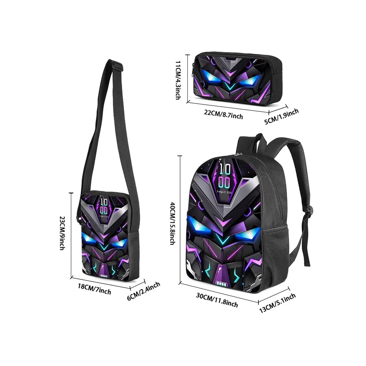 Mechanical Robot 3-Piece School Backpack Set