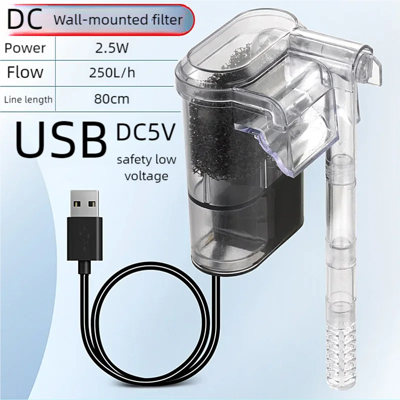 Filtro para acuario colgante alimentado por USB y de tamaño compacto