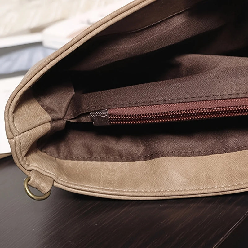 Retro-Style PU Leather Clutch with Wrist Strap