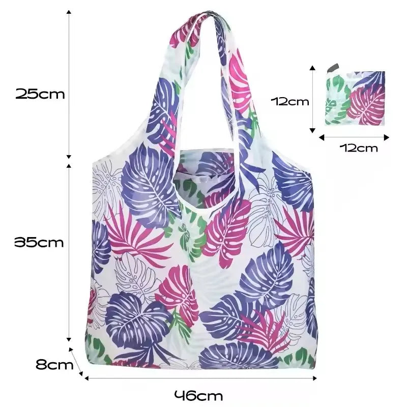 Leopard Print Foldable Shopping Tote – Large Capacity Reusable Bag