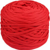 Eine Kugel dicker, leuchtend roter Polyester-Strang, fest aufgewickelt.
