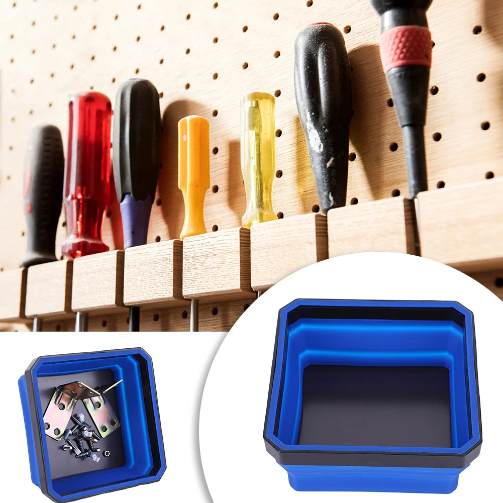 Collapsible Magnetic Parts Tray with Silicone Bowl