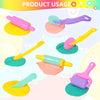 A colorful set of animal-shaped playdough tools including rollers and spreaders for kids