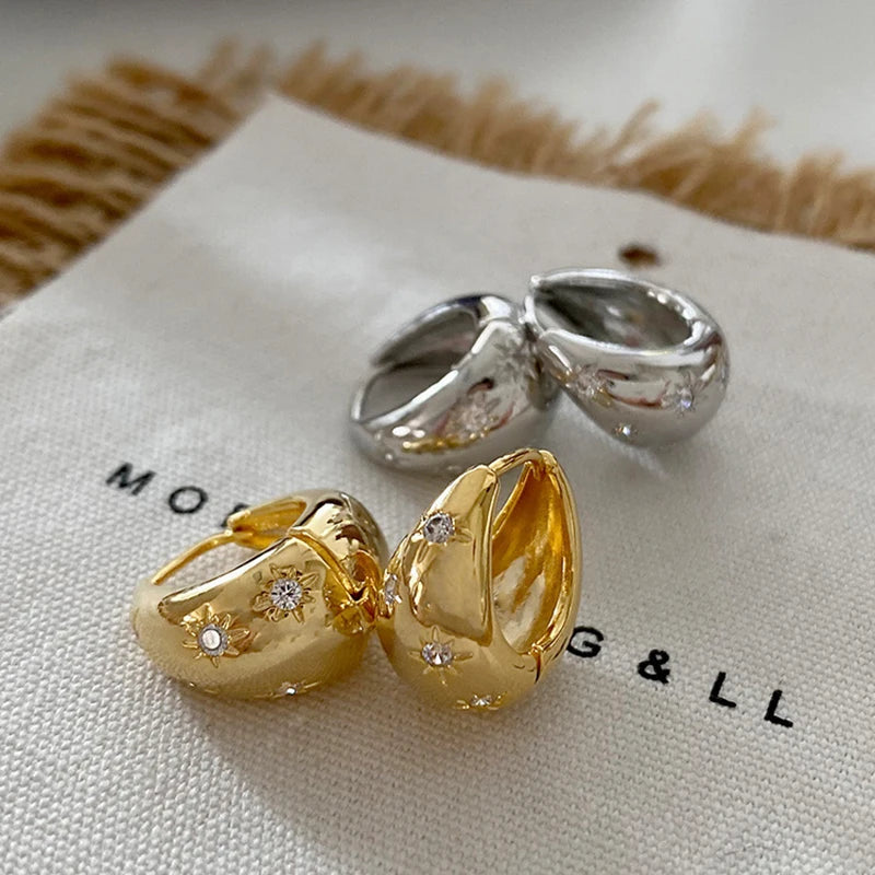 Chunky Rhinestone Hoop Earrings