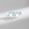 Round Moonstone Stud Earrings in Sterling Silver