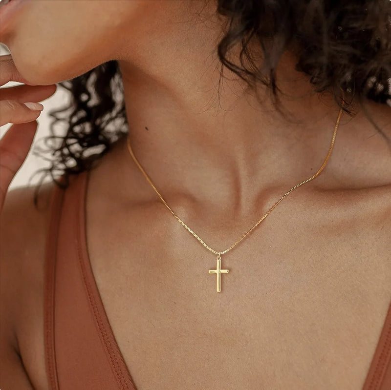 14K Gold-Plated Cross Pendant Necklace