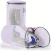 A pair of reusable mesh laundry bags for shoes and delicates in light purple and gray.