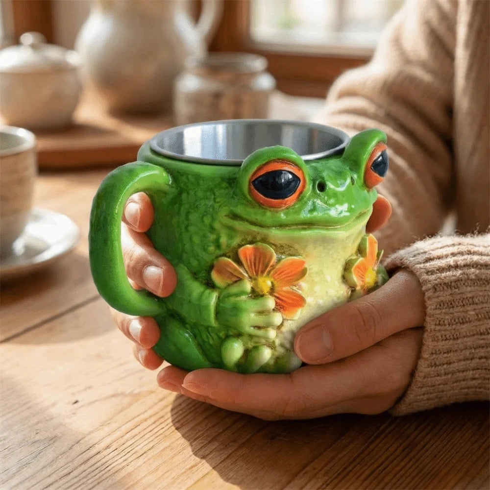 Niedlicher Harzfrosch Blumenmuster-Tasse