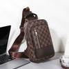 Men's Waterproof PU Leather Crossbody Bag with Geometric Pattern
