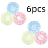 Six reusable polka dot waterproof shower caps in blue and pink colors.