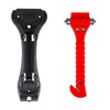 A pair of emergency escape hammers, one black and one red, designed for seatbelt cutting.