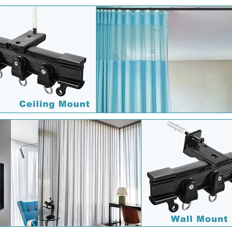 Image showing a ceiling mount and a wall mount for a flexible bendable curtain track system.