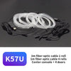A roll of 3m fiber optic cable and four rolls of 1m fiber optic cable for a center console and four doors.