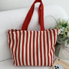 Striped Canvas Shoulder Tote Bag