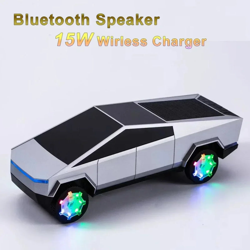 Cybertruck-Inspired Bluetooth Speaker with Wireless Charging