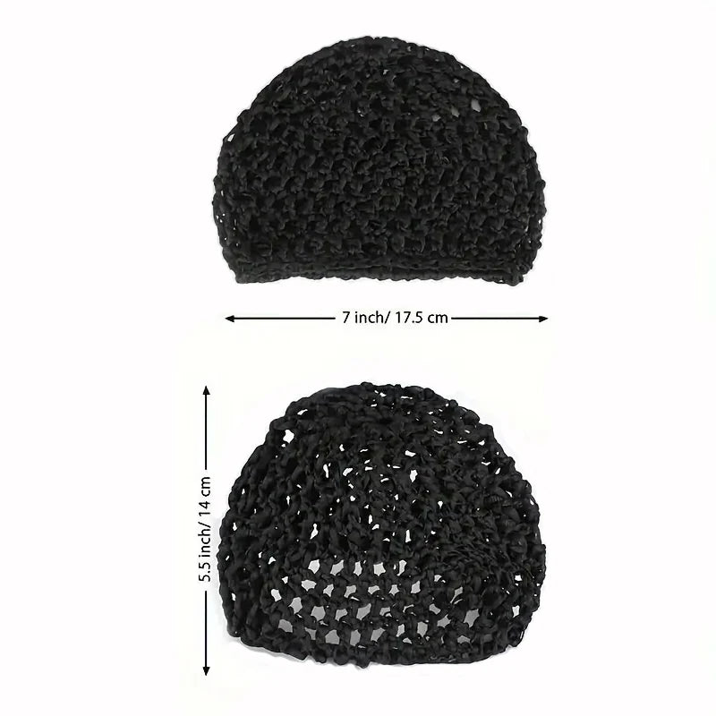 Black mesh crochet hair net for sleeping and everyday wear