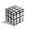 A silver metallic cube puzzle set featuring various sizes including 2x2, 3x3, and 4x4 cubes.