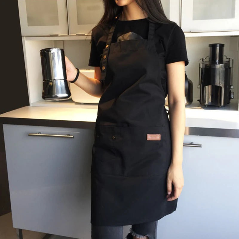 Stain-Resistant Kitchen Apron with Front Pocket