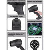 A collection of features for a high-power handheld jet fan including stepless speed adjustment, compact design, rechargeable 