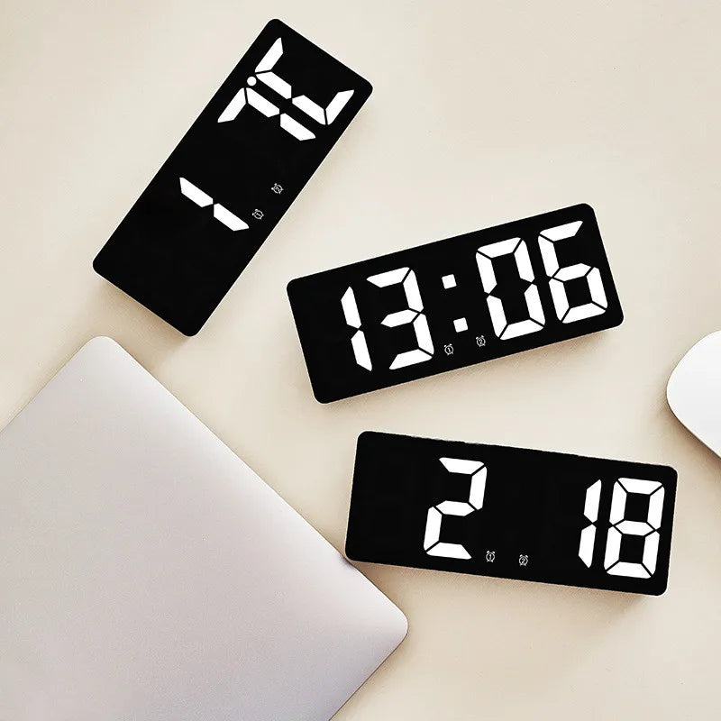 Modern LED Alarm Clock with Voice Control and Night Mode